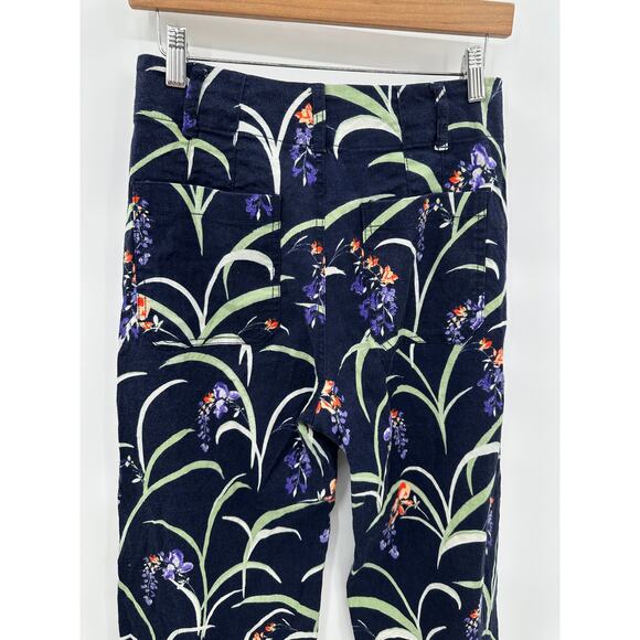 Anthropologie Maeve The Colette Dark Blue Floral Wide Leg Linen Pants Size 27 - Picture 5 of 16